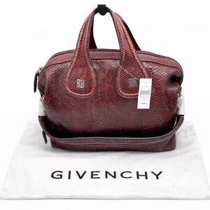 GIVENCHY BURGUNDY PYTHON NIGHTINGALE SATCHEL MEDIUM BAG RETAIL $5995